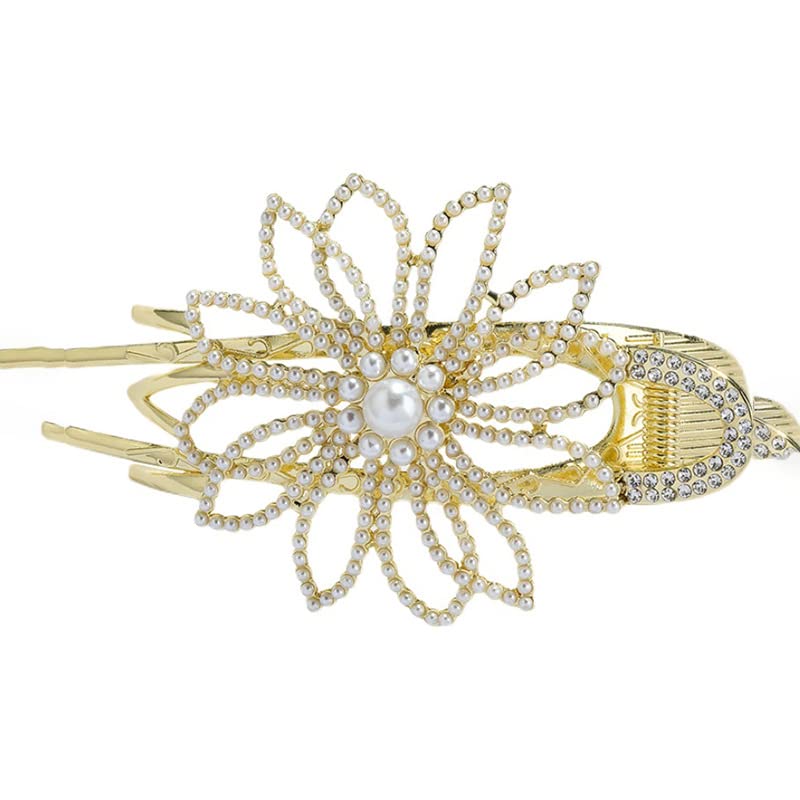 2 komada Pearl Crystal Bridal Hair Pins Rhinestone cvijet Hair Stick vjenčanje Hair Piece Vintage Chignon