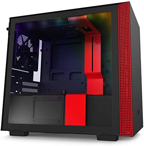 NZXT H210i - CA-H210i-BR - Mini-ITX PC Gaming Case-prednji i / o USB Type - C Port-upravljanje kablovima od kaljenog stakla-spremno za hlađenje vodom-integrisano RGB osvetljenje-crno / crveno