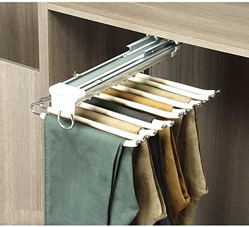 Izvučeni stalak za pantalone, 11 stubova jednoredni, klizna šina uvlačivi stalak za odlaganje odjeće koji apsorbira