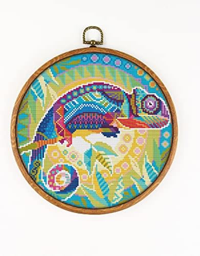 Mandala Kameleon CS171-1-broje Cross Stitch KIT3. Konci, igle, tkanina, obruč za vezenje, konac za