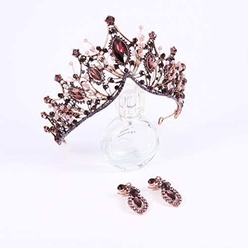 Yalice barokne kristalne krune sa naušnicama vjenčane tijare za mladenku Queen vjenčana traka za glavu za