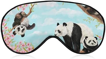 Lynarei Sleep Maska Slatka pandas za spavanje maska ​​za oči sa podesivim kaišem Sakura Tree Soft oka za blokiranje svjetla