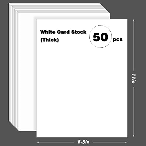 FSWCCK 50 paketa 8.5 x 11 bijeli karton debeli papir, teški bijeli karton, prazan debeli papir za ispis, 80LB karton