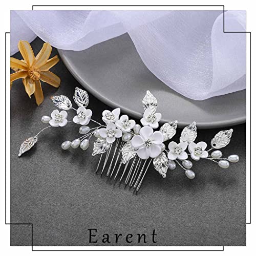 Earent Bride Wedding Flower češalj za kosu srebrni biser za kosu vjenčani list dodatna oprema za kosu Bridal