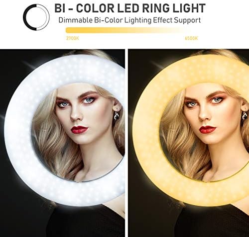 Limo Studio 14 inča zatamnjeno prstenasto svjetlo LED dvobojna Kontinuirana rasvjeta za šarmantno snimanje lica i lica, foto Studio saloni Salon ljepote Selfie Light Stand, AGG2860
