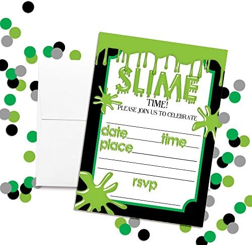 Pozivnice za rođendan zelene sluznice, 20 5 x7 ispunjavaju kartice sa dvadeset bijelih koverti od strane amandakacije