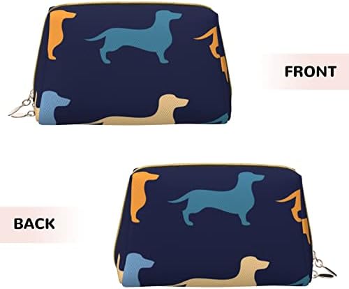 Allgobee smalna kožna torba za šminku Jahna-plava-narančasta psa za torbicu Travel šminka torbica kozmetička torba za žene djevojke