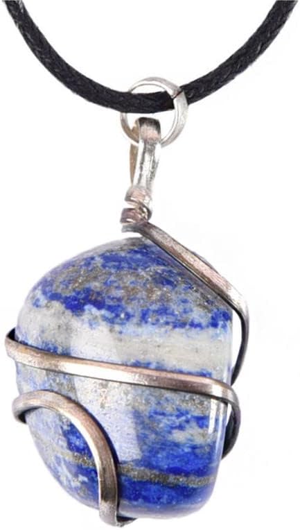 Pravi prirodni dragulji Lapis Lazuli Žičani omotač Naclace Privjesak sa srebrnim presvlakom i meditacijom navoja, Reiki, duhovna vjera zacjeljivanje energetskih rođendana poklon