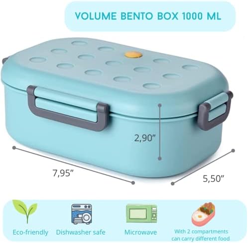 MONNO HOME Bento kutija za ručak za odrasle i djecu-savršena Bento kutija za ručak za pakovanje uravnoteženog obroka u pokretu
