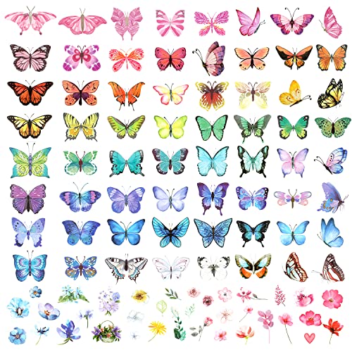 100kom privremene tetovaže leptira, šareno malo leptir cvijeće naljepnice za tetovažu vodootporne slatke male tetovaže za odrasle djecu tijelo lica Rođendanska zabava Karneval