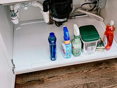 Vance podrezana ladica za umivaonike za osnovne ormare od 39 do 55 inča / štiti ormare od curenja i prolijevanja | Podesiva zaštita od prolivanja za sudopere u kuhinji i kupaonici