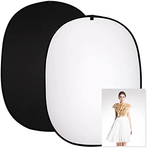 5 * 6.5 ft 2 u 1 pamučni Muslin crno bijela sklopiva reflektorska pozadina Prijenosna sklopiva reverzibilna pozadina za fotografiju s torbom za nošenje