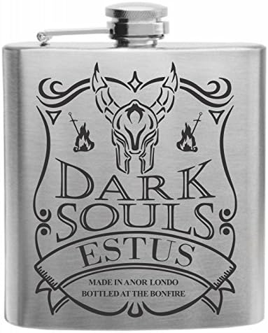 Crown Engraving Souls of The Dark Warrior of Sunlight Estus Flask Stainless Steel Hip Flask 6oz poklon