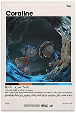 Ingvy Vintage Movie 90s Coraline Minimalistički poster Obiteljsko dekorativno slikarstvo Zidna umjetnost Platno Posteri Viseći pokloni za postere 12x18inch