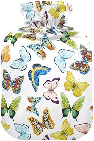 Oarencol Vintage šareni leptir Bijela vreća za toplu vodu sa poklopcem za toplu i hladnu kompresiju