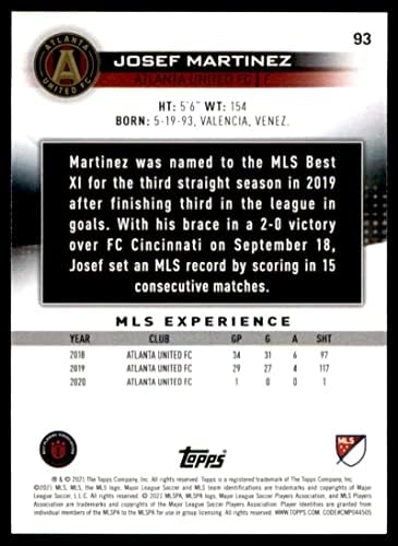 2021 TOPPS MLS 93 Josef Martinez Atlanta United FC Soccer Futbol Trading Card
