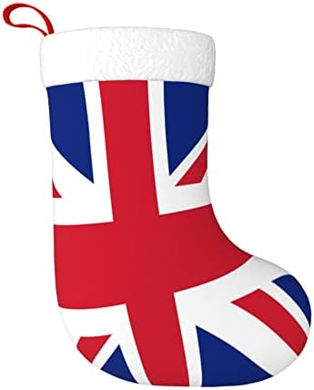 QG ZZX Božićne čarape sa bijelim super mekom plišane manžetne britanske zastave Xmas Čarape Božićne ukrase
