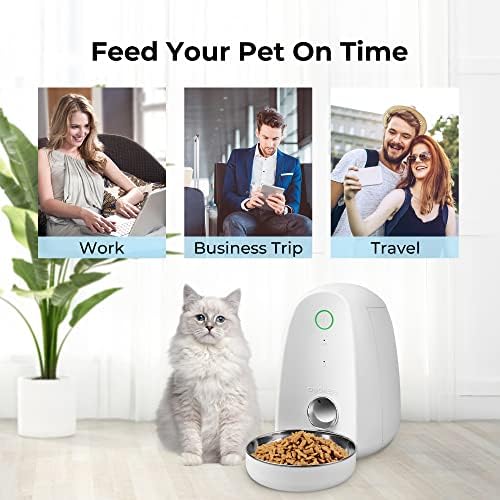 Dogness Wi-Fi Control Automatska mačačka hranilica, suhi prehrambeni hrani za malog mačjih kućnih ljubimaca, tempirana CAT Feeder, Microchip Dovod kućnih ljubimaca do 15 porcija 6 obroka po danu, 10S diktafon, bijeli