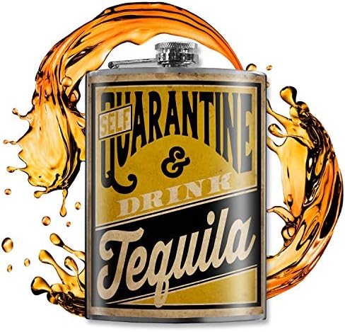 Samokarantin i piće Tequila 8 oz tikvica za kukove od nerđajućeg čelika za piće-dolazi u poklon kutiji - nepropusni dizajn-lako za čišćenje - 3.75 X 5.75 - Trixie & amp; Milo