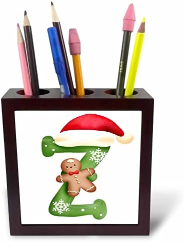 3drose slatka Božić uređen zeleni Bubble Monogram početni Z - Tile Pen držači