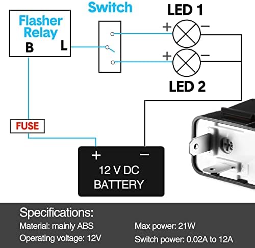 Tallew 4 kom 12V 2-pinski elektronički signal lampica LED relej LED lampica Podesivi fiksni popravak za motocikl LED indikator signala
