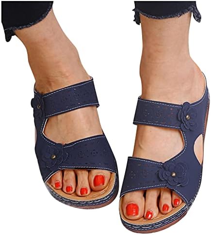 Ženske ortopedske sandale otvorene papuče sa udobnom podstavom sa dvostrukim remenom Slide Vintage klinaste sandale sa lukom
