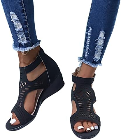 Rvidbe Wedge Sandale za žene, ženske sandale za platformu Ljetni trendy Open Bue Buckle Clotuout Thong sandale
