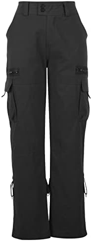 Ženske teretne pantalone niskog rasta široke ravne noge za planinarenje širokih nogavica Casual Boyfriend pantalone sa džepovima