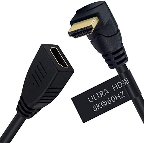 Poyiccot 8K HDMI produžni kabel, HDMI 2.1 Kabel 90 stupnjeva ugao HDMI muško za žene 8k HDMI 2.1 Kabel 48Gbps