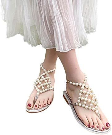 Ženske ravne sandale Pearl Clip papuče za nožne prste teen Girls Cross Haljine Sandale Modni elegantni flip flops Thong Sandal
