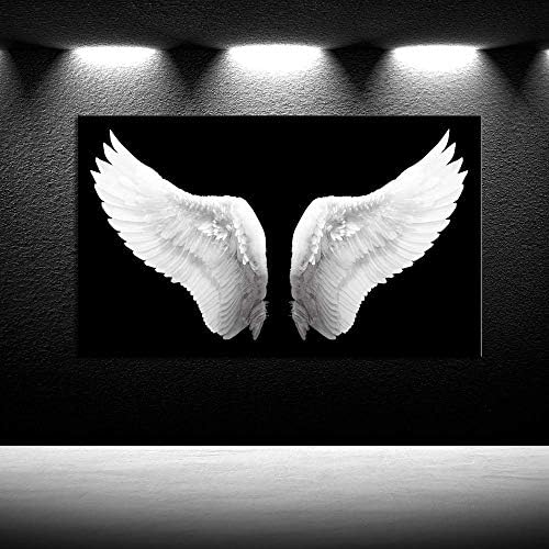 iKNOW FOTO veliko crno-bijelo platno štampa anđeoska krila zidna Umjetnost savremena umjetnost slika za dnevni boravak slika uokvirena umjetnički rad za zidove dekoracija Doma spreman za vješanje poklon 32x48inch