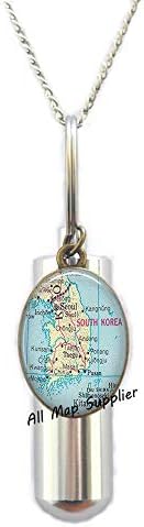 AllMapsupplier modna kremacija urna ogrlica, Južna Koreja Karta Urn, Južna Koreja Karta Kremat Urn ogrlica,