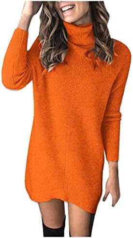 Ženska džemper haljina dugih rukava džemper džemper pulover vrat pletene džemper haljine za 2022