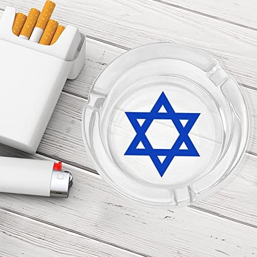 Izraelska zastava Hexagram Glass Ashtrays okrugli pepeo ladica slatka lijepa futrola za pepeo za uređenje
