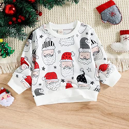 Toddler Boys Girge Božićni dugi rukav Cartoon Santa pulover Dukserice ST Dnevne odjeće za mališane