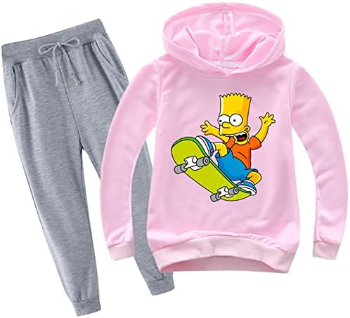 GTWAZ Boys Girls The Simpsons pulover Dukseri s kapuljačom i jogging hlače set-casual trenerke