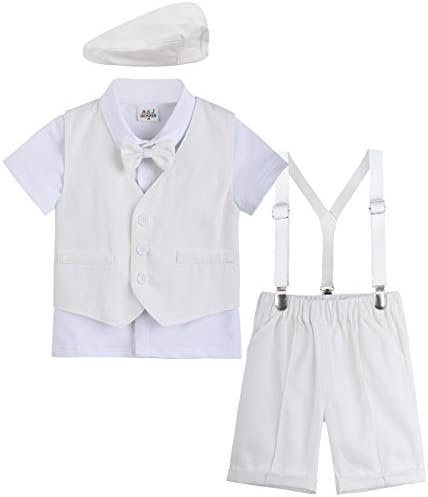 A & J Dizajn bebe dječačke opreme, 4pcs gospodin košulja i kratke hlače i prsluk i šešir