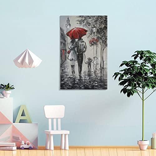 Posteri crno-bijeli umjetnički Poster crveni kišobran ispod crno-bijelog para slika ljubavni Poster platneni