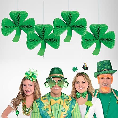 Dan St. Patricka Shamrock Viseći dekoracije saća, Irca Lucky Green Clover Dekoracije Viseći potrepštine za ukrašavanje