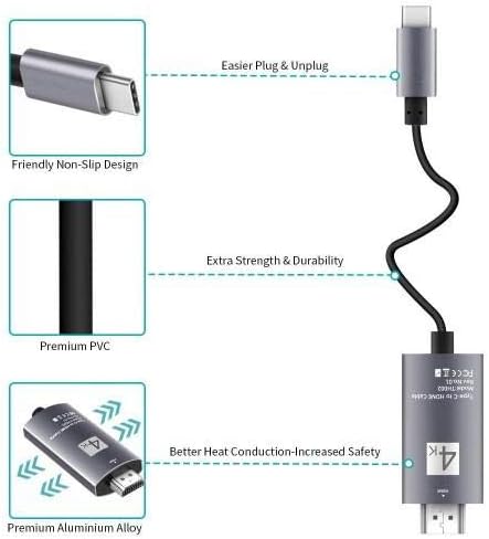 Boxwave Cable kompatibilan sa Gamon PD1220 - SmartDisplay kabl - USB tip-c do HDMI, USB C / HDMI kabel