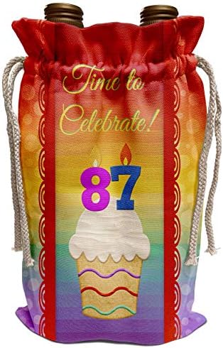 3Droza Bordery Rođendan za rođendan - Cupcake, broj svijeća, vrijeme, slavite 87 godina star poziv - vinska torba