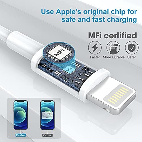 4pack [Apple MFi Certified] iPhone punjač 6ft Gromobranski kabl, 6 stopa dugačak USB kabl za brzo punjenje za Apple iPhone 13 12 Pro Max 11 XS Xr X 8 7 6 5 iPad Mini Air Pods-2M