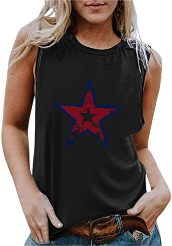 4. jula majice za žene bez rukava o-izrez majica američka zastava Stars Stripes Tie-Dye atletske