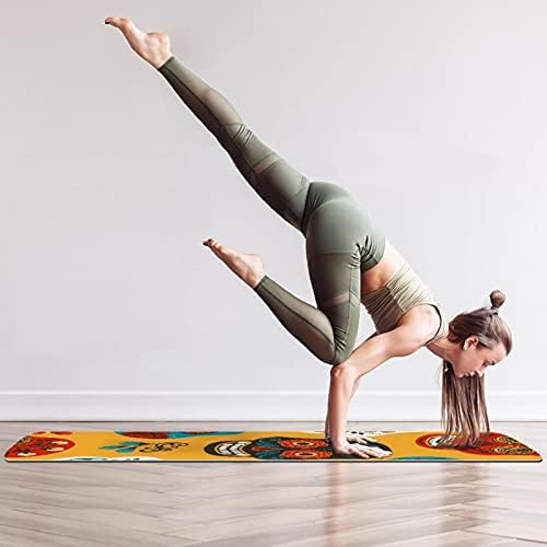 Debela neklizajuća Vježba & amp; fitnes 1/4 prostirka za jogu sa šarenim cvjetnicama lobanje uzorak Print za Yoga Pilates & podna fitnes Vježba