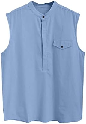 XXBR Henley majice bez rukava za muške, gumb dolje labavi fit tenkovi ljetni plažni casual prsluk komfor comfort