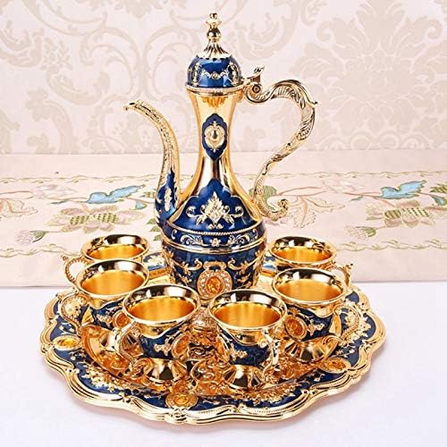 Turski čaj, metal ruski stil vinski kit vintage hip flash set zlatnog turskog kafe posuda sa 6 čaša za piće Početna umjetnička zanata za vjenčanje
