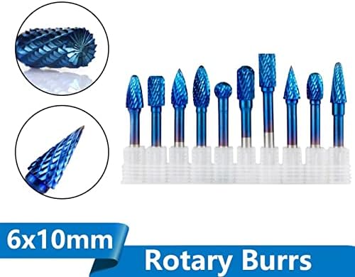 gande 6x10mm Tungsten Carbide Rotary Burss Super Blue Coated Double Cut Rotary File 1kom