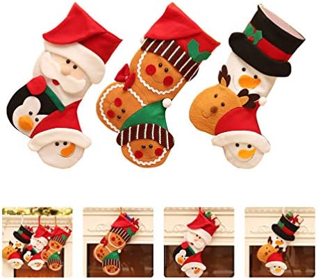 Toyvian Santa Decor 3pcs Božićne čarape Gingerbread Snjegović Santa Čarape Božićne bombonske poklon torbe za zabavu Početna Kamin Dekor Santa Čarape