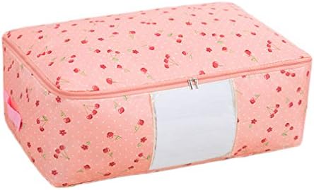 Nunubee Pink Cherry torba za odlaganje odjeće velikog kapaciteta Organizator pakovanje od 2, odlično za ćebad, posteljinu, sklopivo sa čvrstim patentnim zatvaračem, ručke za nošenje & amp; jasan prozor - 27.5*20*12/2 Pack
