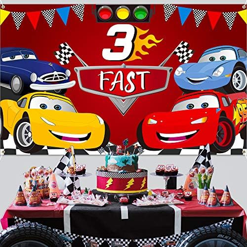 Icasy Race Car 3rd Rođendanska zabava Backdrop Decoration Let's Go Racing Fast 3 photography Background